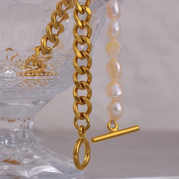 💛Gold plated pearl chain necklace - Picture 5 of 7